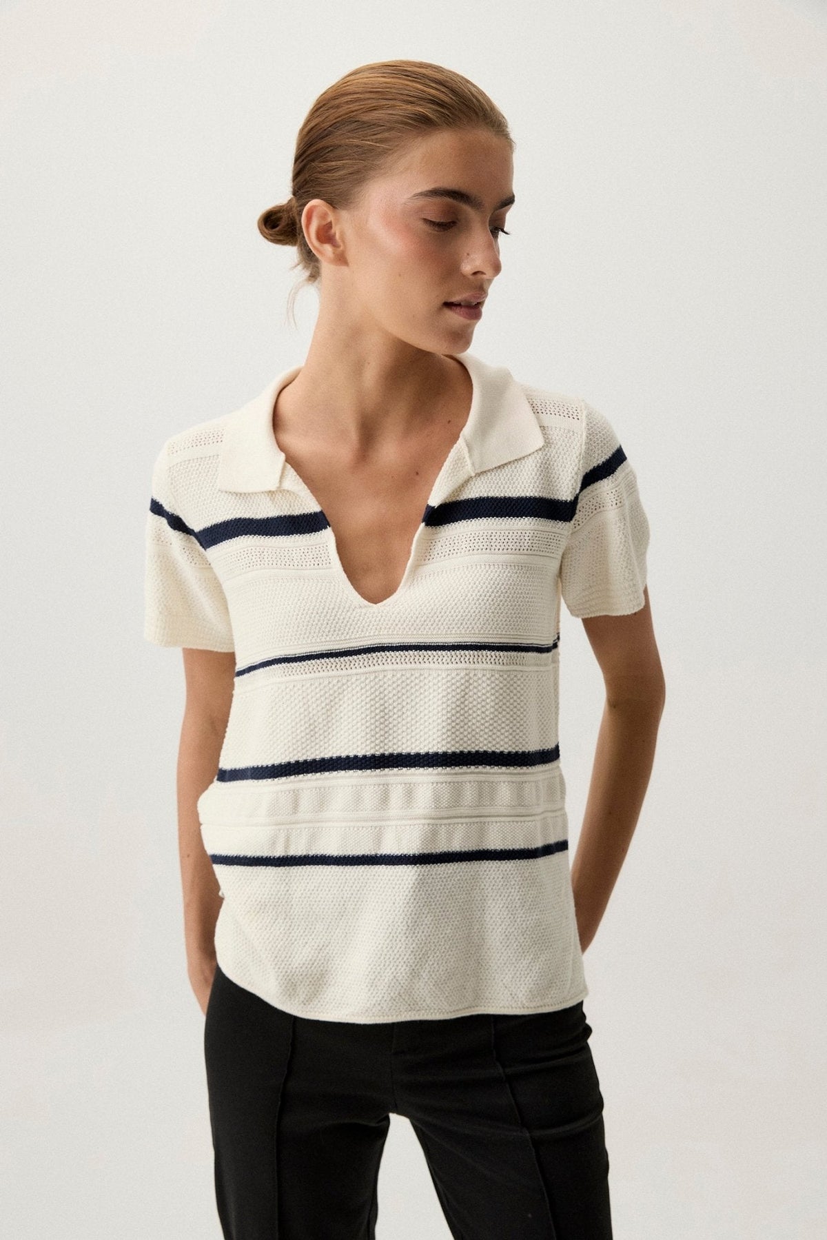 Teresa Ibáñez - Polo Rayas Beige