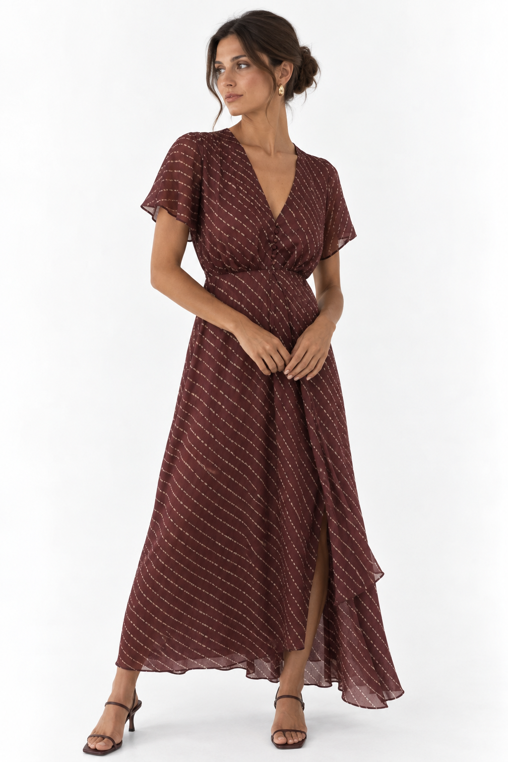 Mercedes Jiménez - Vestido Estampado Teja