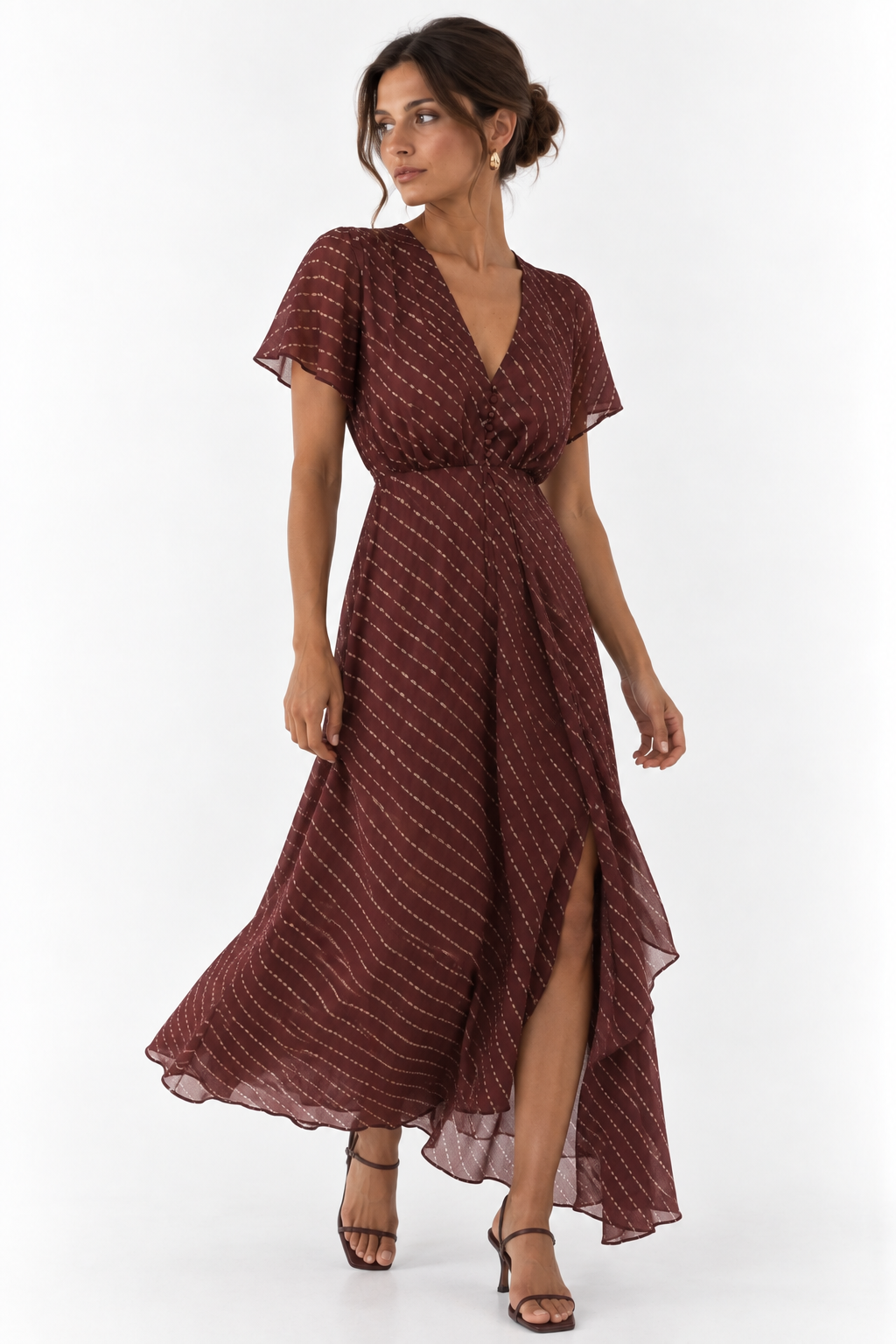 Mercedes Jiménez - Vestido Estampado Teja