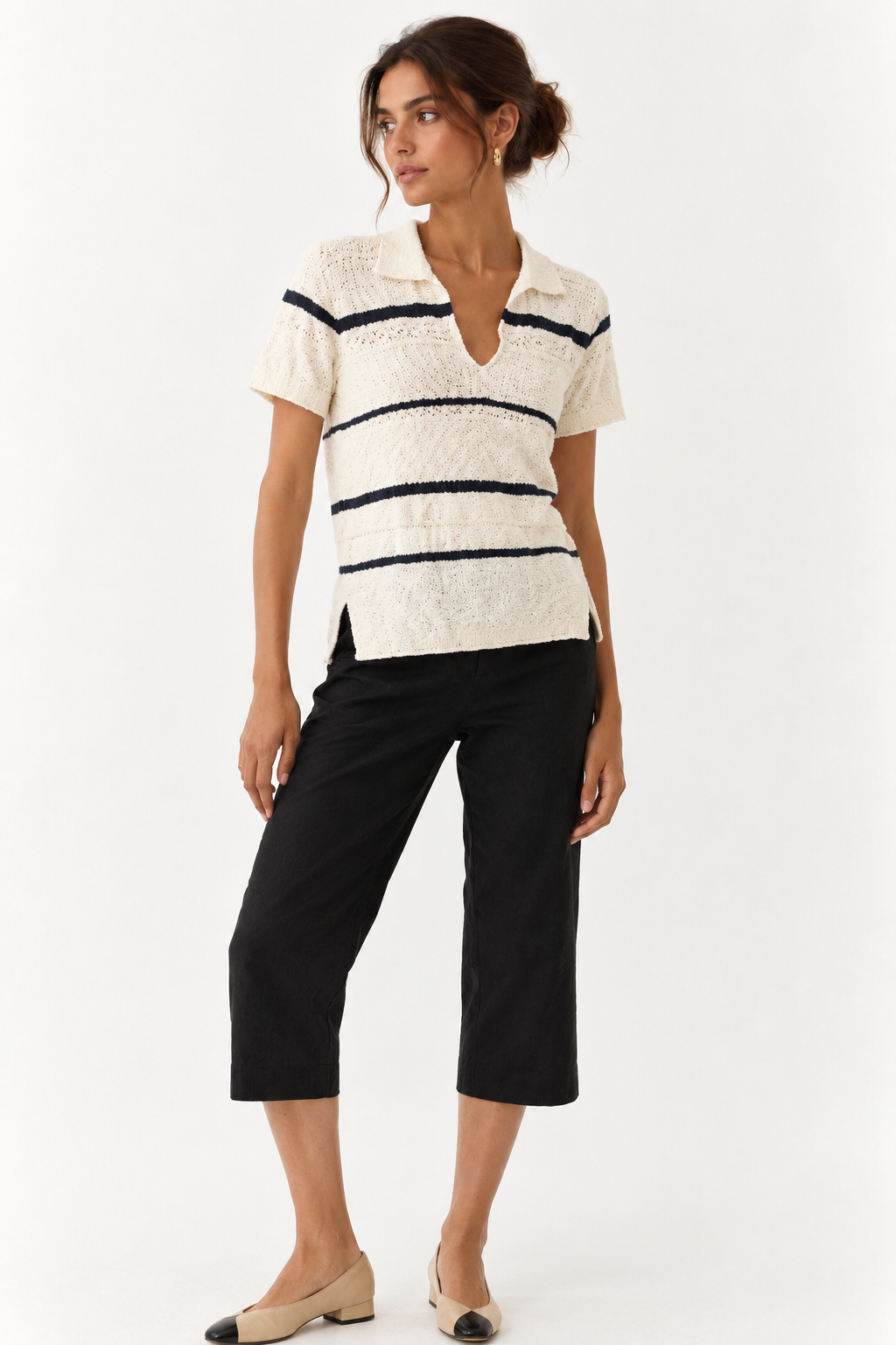 Teresa Ibáñez - Polo Rayas Beige