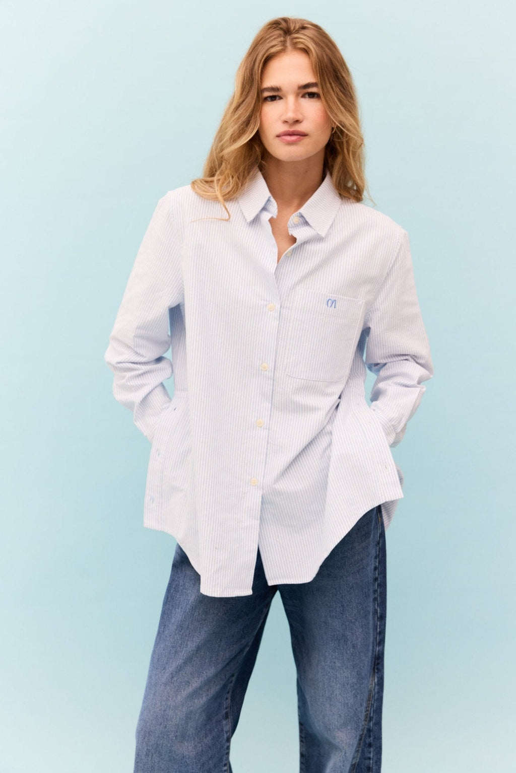 Cristina Herrera - Camisa Rayas Azul