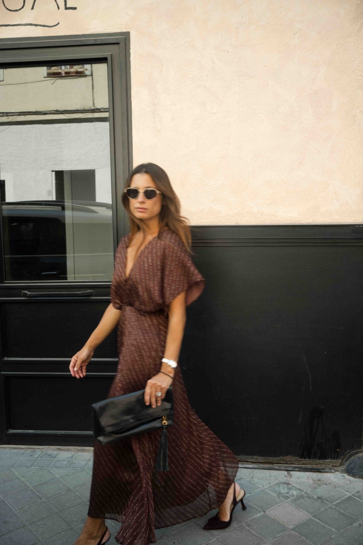 Mercedes Jiménez - Vestido Estampado Teja