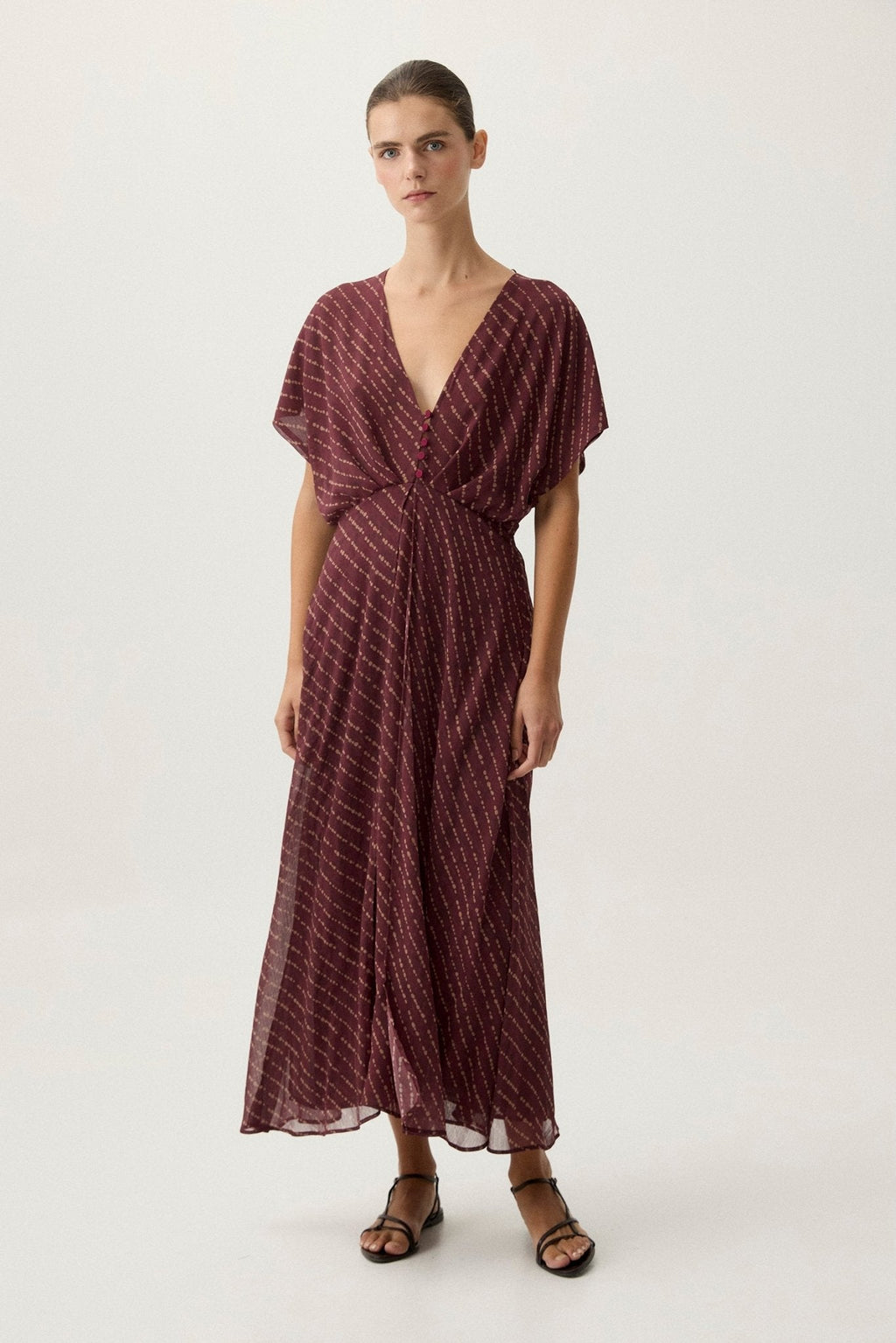Mercedes Jiménez - Vestido Estampado Teja
